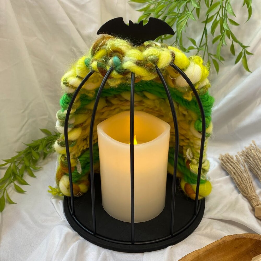 Handwoven Bat Cage Candle Display Decor